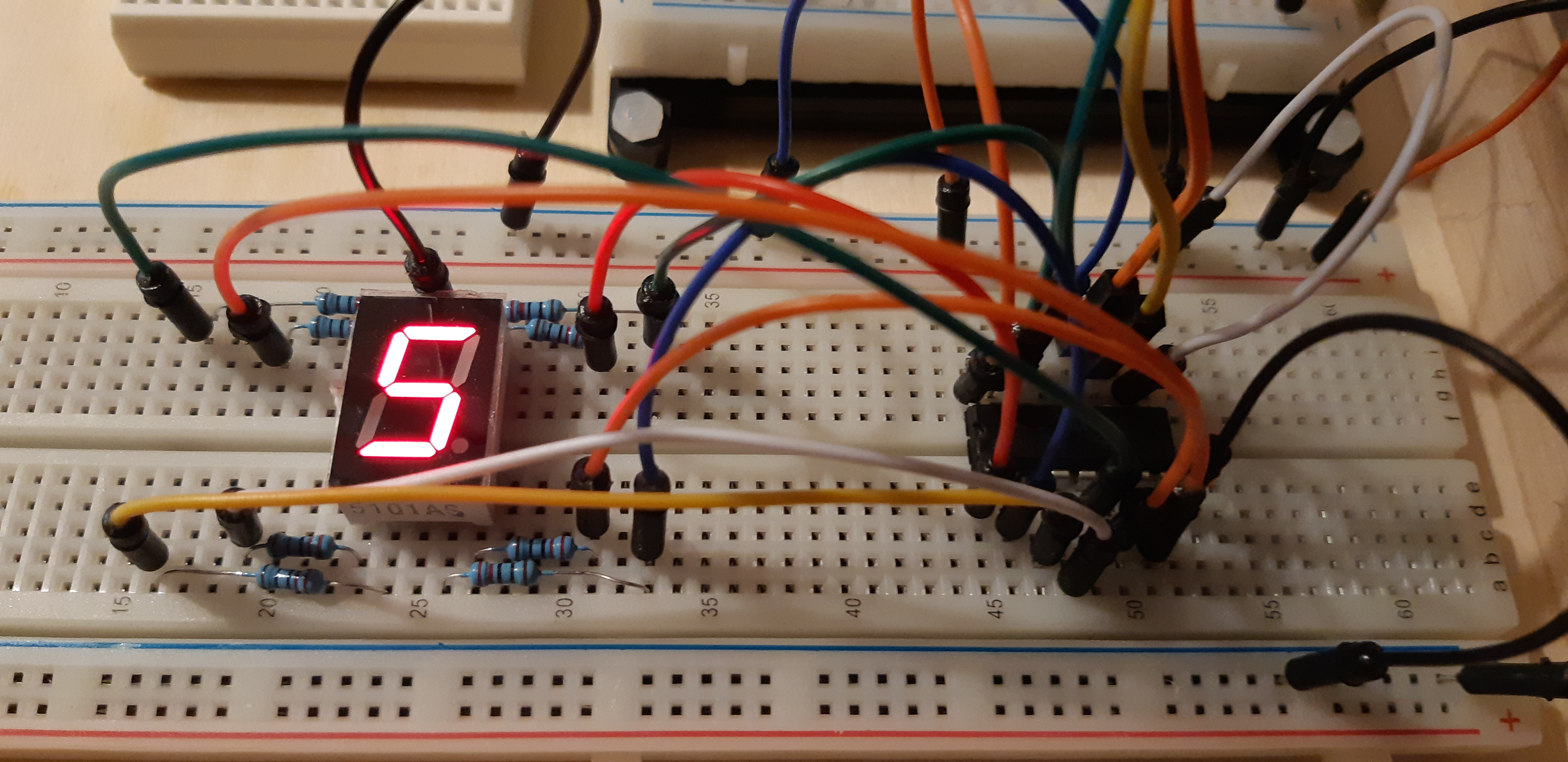 A number display with LED segments