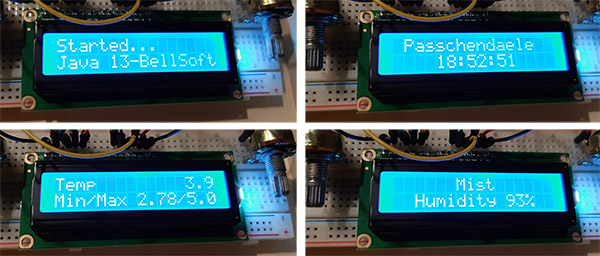 Running weather application with LCD display