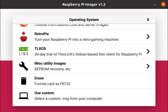 Imager tool to write the downloaded OS