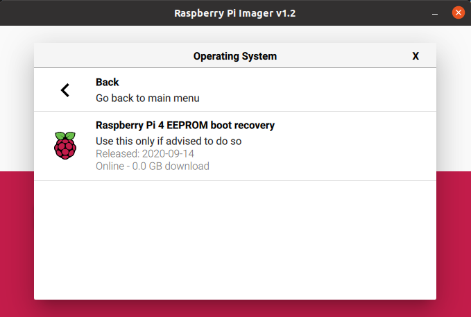 Imager tool to write the eeprom bootloader