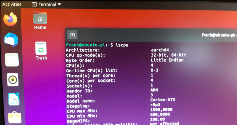 lscpu command in the terminal to check the OS version