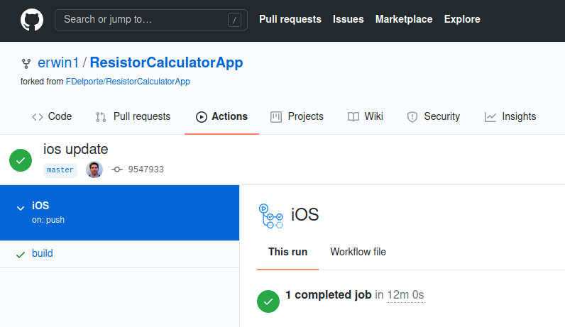 Successfull iOS build on GitHub actions