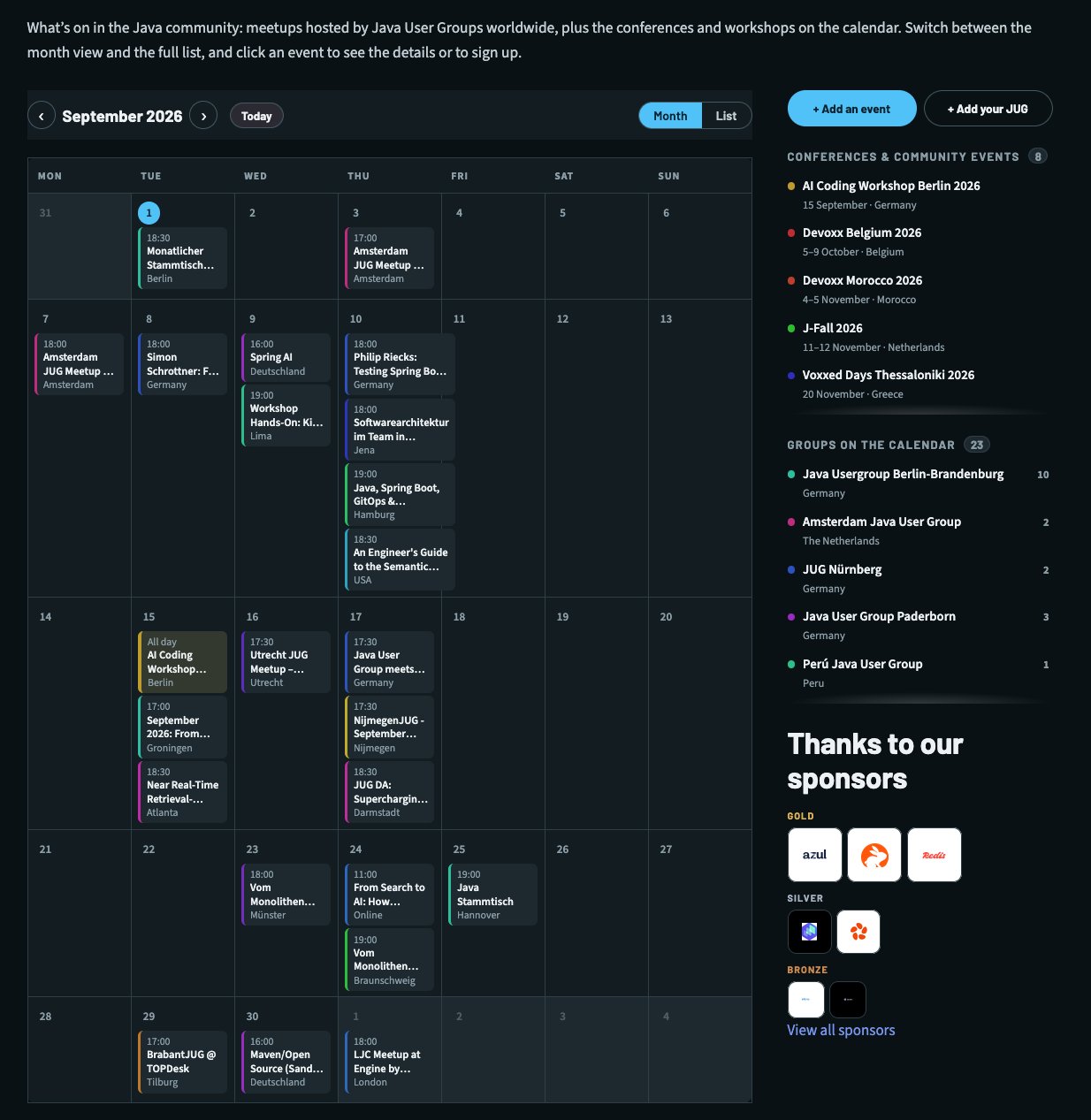 The same month on the new site, 23 entries, none of them typed in