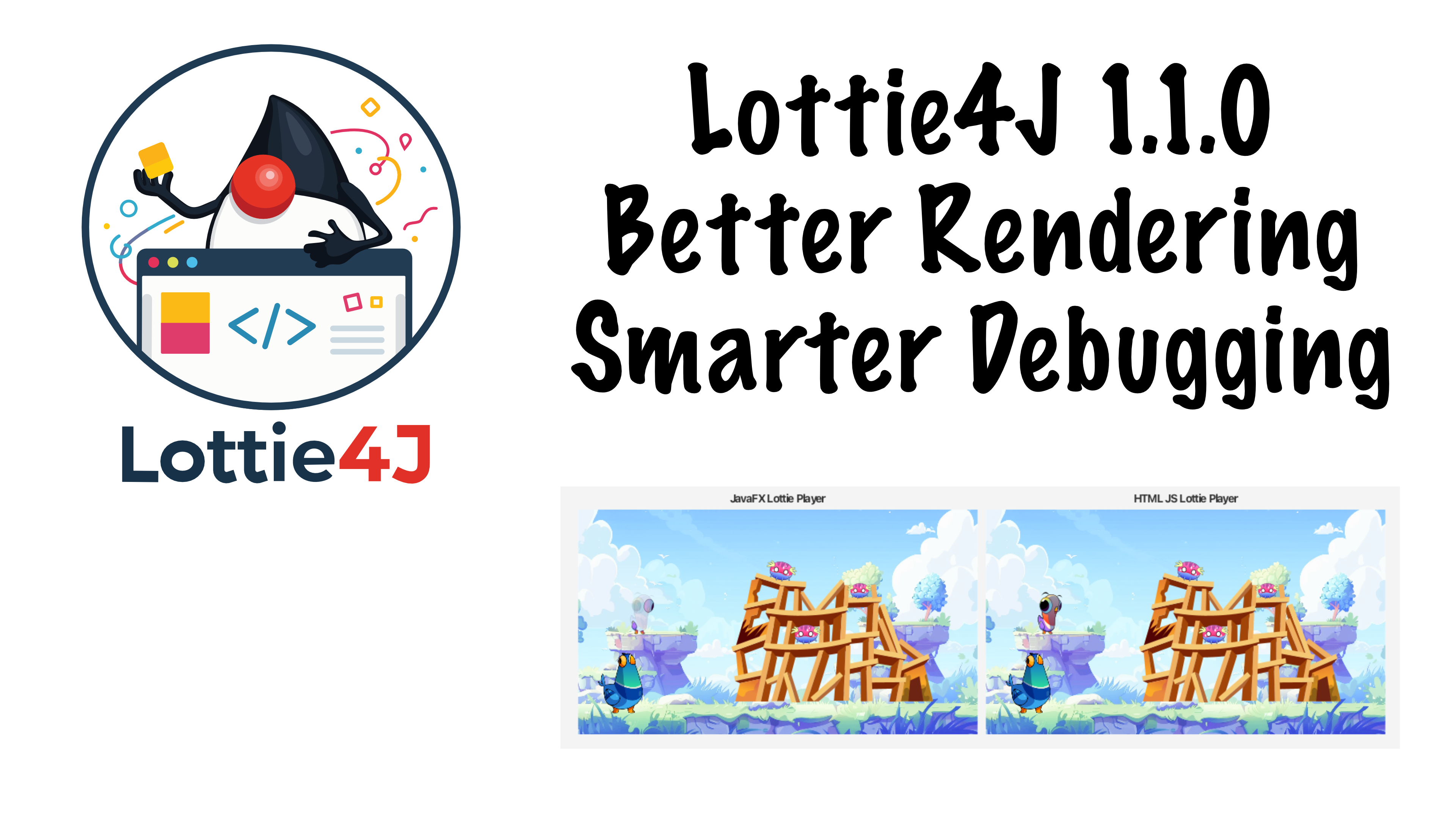 Lottie4J 1.1.0: Better Rendering, Smarter Debugging, and an animated Lottie4J Logo!