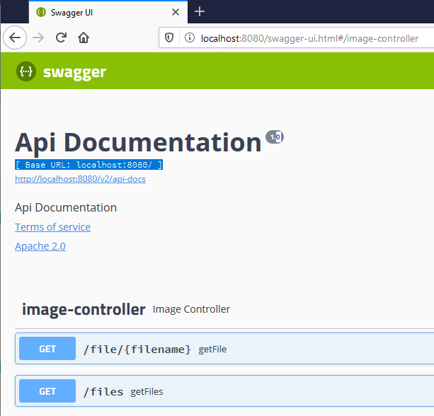 Spring image server Swagger interface running on Raspberry Pi