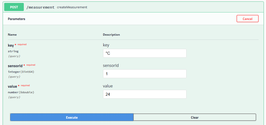 Posting a measurement in Swagger