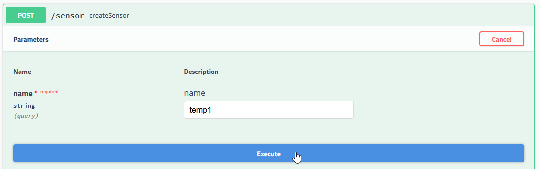 Posting a sensor in Swagger